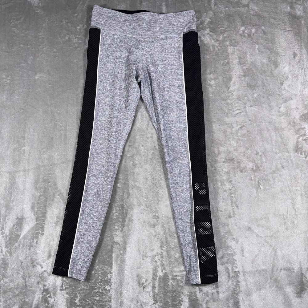 Victoria's Secret Pink Ultimate Light Grey And Black‎ Mesh Yoga Pants Size M